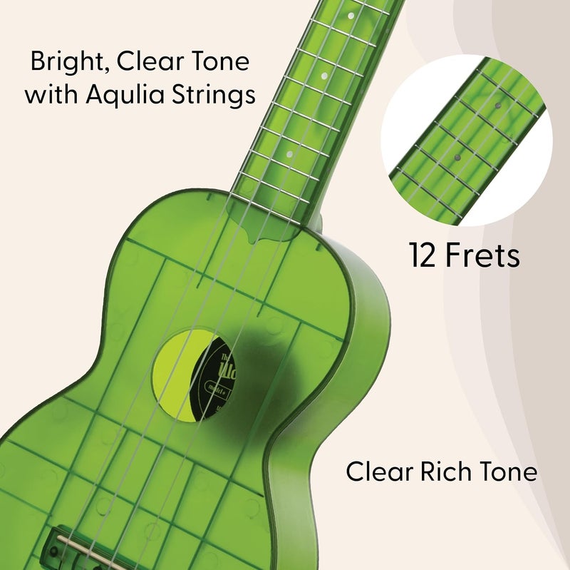 Kala Ukulele Jade Green Glass 4 String Soprano Ukulele from the Waterman Sea Glass Collection, Classroom Instruments - Image 3